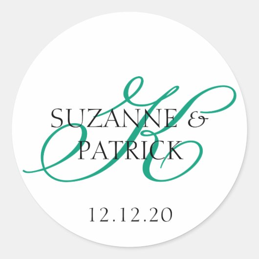 スクリプトKモノグラムラベル（エメラルド/黒） ラウンドシール (正面)