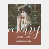 スクリプトMerry Christmasの写真名パーソナライズされた フリースブランケット (正面)