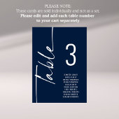 スクリプトNavyホワイトテーブル番号名座席表 カード