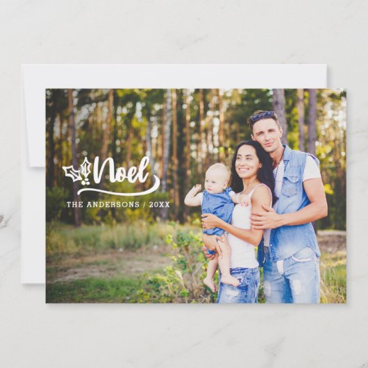 スクリプトnoelフォトモダンホリデーカード シーズンカード (正面)