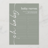 スクリプトOh赤ちゃん名シャワーゲームSageカード 招待状 (正面)