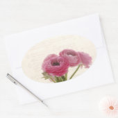 スクリプトovalスタンプのピンクのranunculus 楕円形シール (封筒)