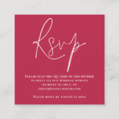 スクリプトQRコード結婚のマゼンタRSVP エンクロージャーカード (正面)