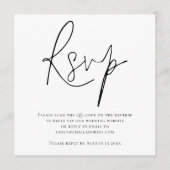 スクリプトQRコード結婚の白黒RSVPカード 招待状 (正面)