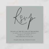 スクリプトQRコードSageグリーンウェディングRSVPエンクロージャ エンクロージャーカード (正面)
