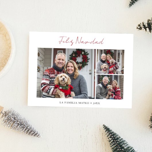 スクリプトRed Feliz Navidad 3写真クリスマススペインの3 シーズンカード