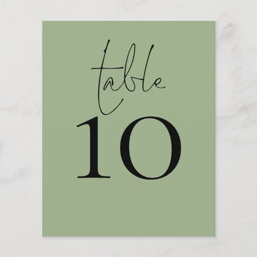 スクリプトSage Green結婚のテーブル番号 (正面)
