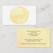 スクリプトSun金ゴールド水彩円モノグラム 名刺 (正面/裏面)