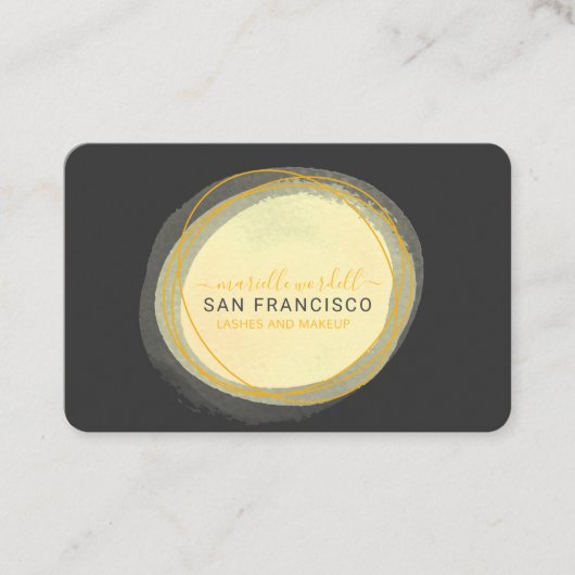 スクリプトSun金ゴールド水彩円(黒) 名刺 (正面)