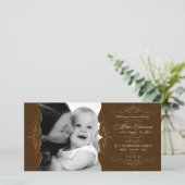 スクリプトSwirls国ブラウンクリスマスフォトカード シーズンカード (スタンド正面)