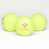 スクリプパーソナライズされたエレガントト十字付きラケット テニスボール (マルチ)