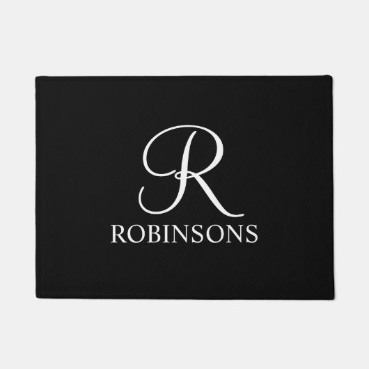スクリプパーソナライズされたトのファミリ名とモノグラム ドアマット (正面)