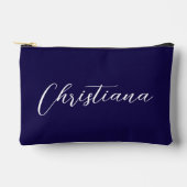 スクリプパーソナライズされたトエレガントタイポグラフィネイビーブルー アクセサリーポーチ (正面)