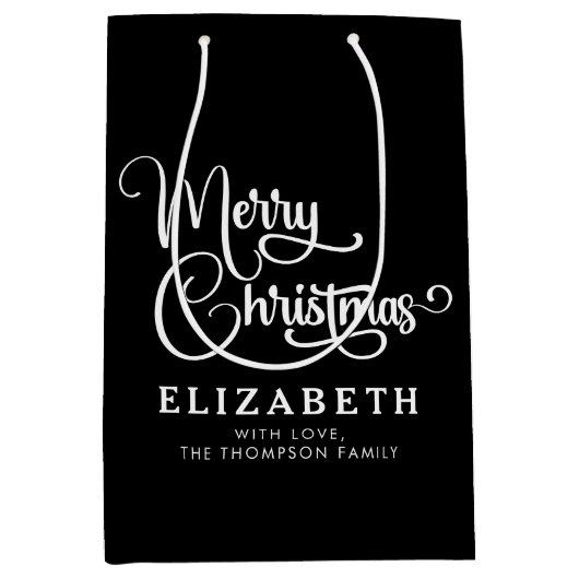 スクリプパーソナライズされたトエレガント・メリークリスマスカスタム ミディアムペーパーバッグ (正面)