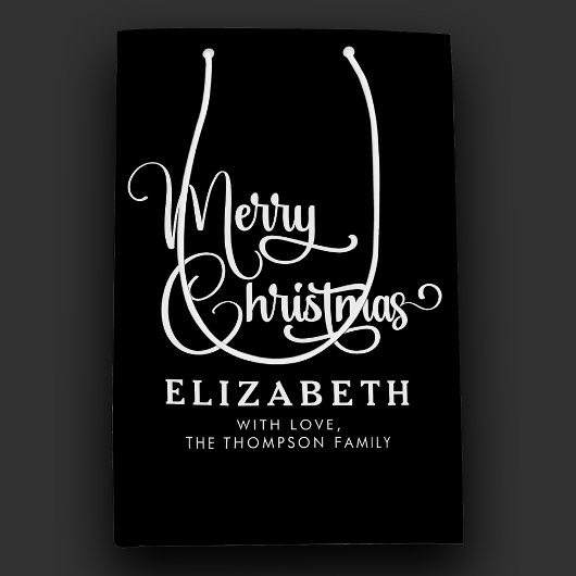 スクリプパーソナライズされたトエレガント・メリークリスマスカスタム ミディアムペーパーバッグ