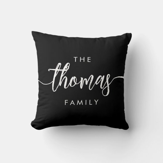 スクリプパーソナライズされたトファミリ名引っ越し祝いパーティーギフト クッション (正面)