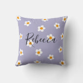 スクリプパーソナライズされたト名デイジーパターンかわいい紫 クッション (裏面)