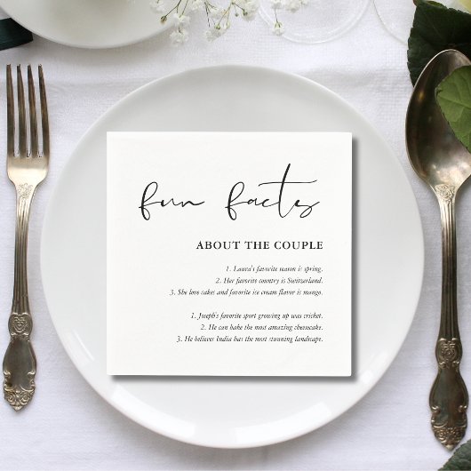 スクリプパーソナライズされたト白黒結婚のおもしろいファクト スタンダードカクテルナプキン