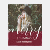 スクリプパーソナライズされたトMerry Christmas写真名 フリースブランケット (正面)