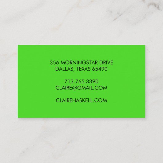 スクリプファンシートはっきりしたライムグリーンシックミニマル 名刺 (裏面)