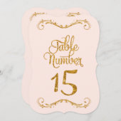 スクリプファンシートグリッターテーブル番号15結婚式 招待状 (正面/裏面)