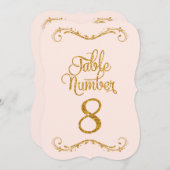 スクリプファンシートグリッターテーブル番号8結婚式 招待状 (正面/裏面)