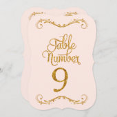 スクリプファンシートグリッターテーブル番号9結婚式 招待状 (正面/裏面)