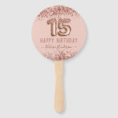 スクリプファンシートピンクグリッターハッピー15誕生日 ハンドファン (正面)