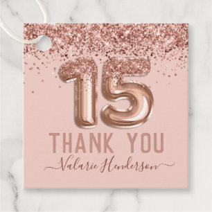 スクリプファンシートピンクグリッターハッピー15誕生日 フェイバータグ