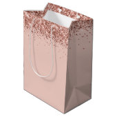 スクリプファンシートピンクグリッターハッピー16誕生日 ミディアムペーパーバッグ (裏面アングル)