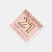 スクリプファンシートピンクグリッターハッピー21歳 スタンダードカクテルナプキン (角)