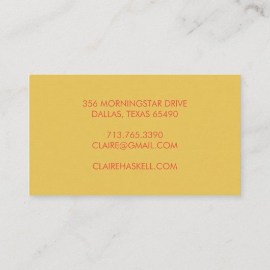 スクリプファンシートマスタードトマトレッドシックミニマル 名刺 (裏面)