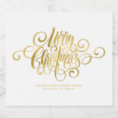 スクリプファンシート「メリークリスマス」パーソナライズされた スパークリングワインラベル (シングルラベル)