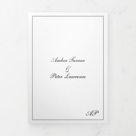 スクリプフォーマルトモノグラム白黒エレガントな結婚式 三つ折り招待状