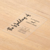 スクリプフォーマルト白黒エレガントなウェディング澄ん アクリル招待状 (レイダウン)