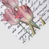 スクリプフランスのトピンクチューリップ花ヴィンテージ 薄葉紙 (詳細)