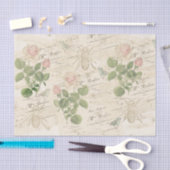 スクリプフランスのトピンクローズバードビーヴィンテージコラージュ 薄葉紙 (クラフト)