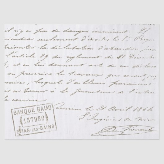 スクリプフランスのトヴィンテージスタンプされた文字の切り離し 薄葉紙 (正面)