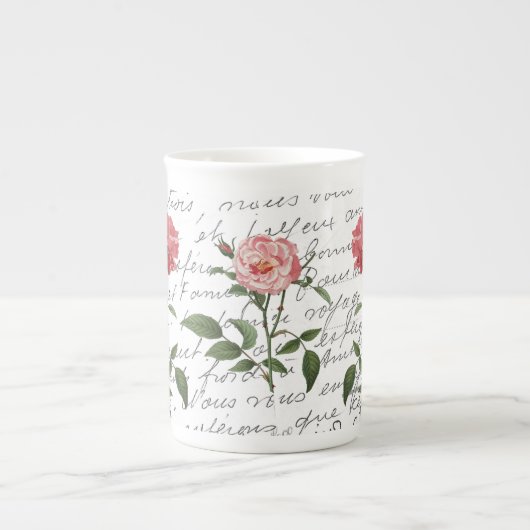 スクリプフランスのトヴィンテージバラフラワーカルトポストエール ボーンチャイナマグカップ (正面)