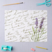 スクリプフランスのトヴィンテージ紫ラベンダーフラワー 薄葉紙 (クラフト)