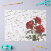 スクリプフランスのトヴィンテージ赤バラ花 薄葉紙 (クラフト)