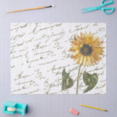 スクリプフランスのトヴィンテージ黄色ひまわり 薄葉紙 (クラフト)