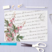 スクリプフランスのト出血ハート花ヴィンテージ 薄葉紙 (クラフト)