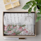 スクリプフランスのト出血ハート花ヴィンテージ 薄葉紙 (ギフト)