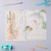 スクリプフランスのト白バラの花エフエマラのデコップページ 薄葉紙 (クラフト)