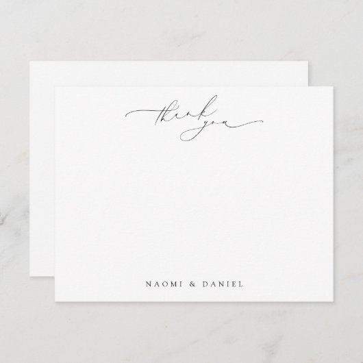 スクリプミニマルトありがとうひなパーソナライズされた形 ノートカード (正面/裏面)