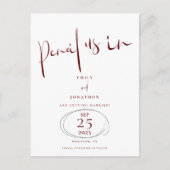 スクリプミニマルトで鉛筆Burgundy日付を保存 案内ポストカード (正面)