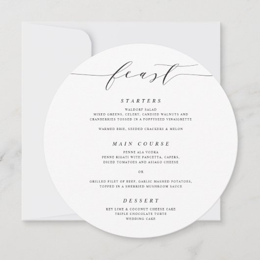 スクリプミニマルトのディナー結婚メニューカードDecor S105 (正面)