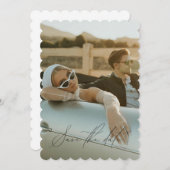 スクリプミニマルトのフルフォト日付の保存 招待状 (正面/裏面)