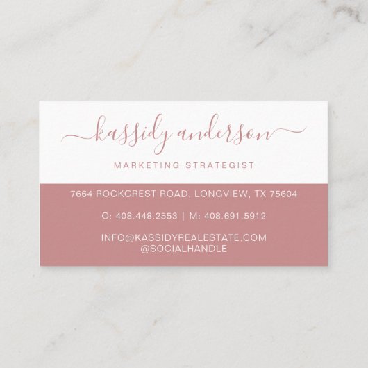 スクリプミニマルトエレガントビジネスロゴ2トーンピンク 名刺 (裏面)